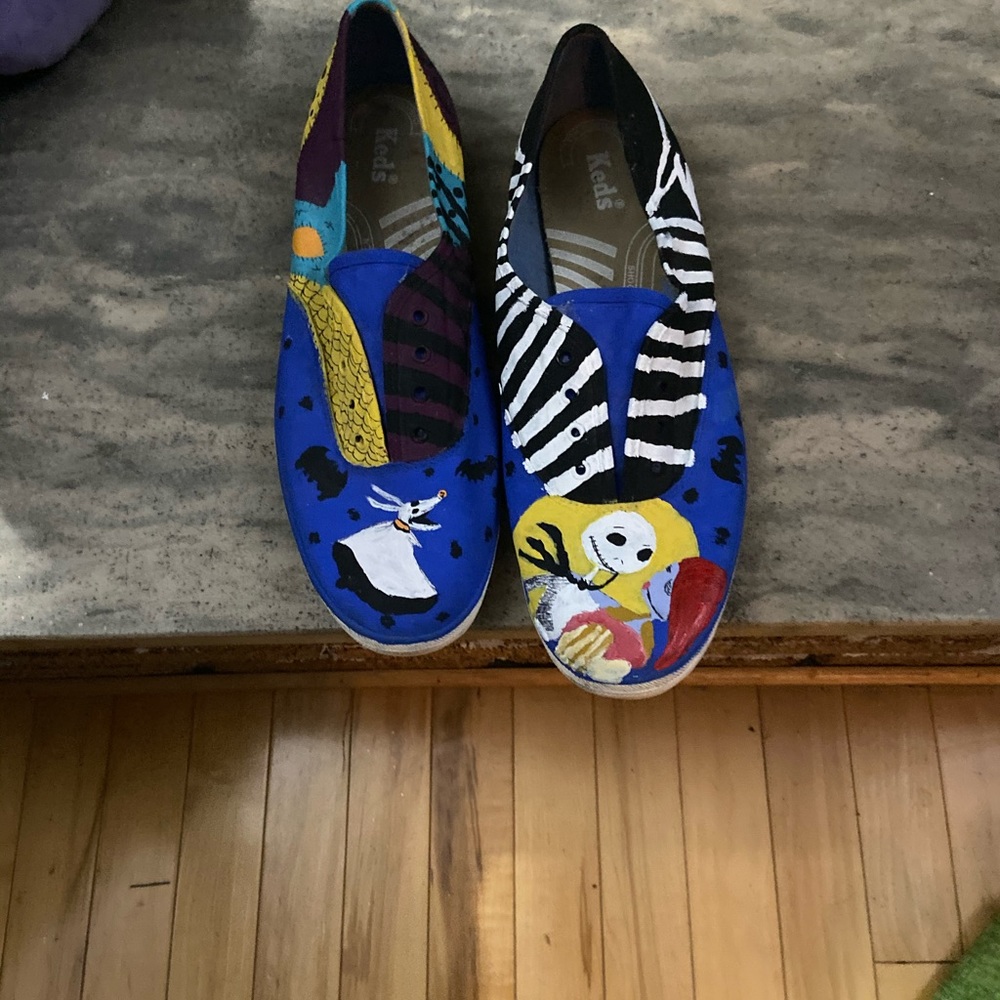 Hand painted nightmare beforehand Christmas Keds